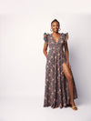 WRAP DRESS - BLACK AND BROWN
