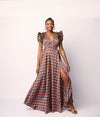 WRAP DRESS - BLUE AND ORANGE