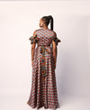 WRAP DRESS - BLUE AND ORANGE