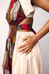 TAUPE AND WHITE CUTOUT BACK DRESS