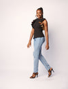 RUFFLE BLOUSE (BLACK)