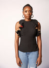 RUFFLE BLOUSE (BLACK)