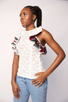 RUFFLE BLOUSE (WHITE LACE)