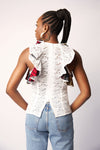 RUFFLE BLOUSE (WHITE LACE)