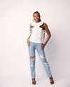 RUFFLE BLOUSE (WHITE LACE)