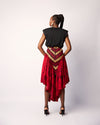 DROP WAIST DETAIL SKIRT - RED