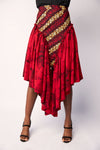 DROP WAIST DETAIL SKIRT - RED