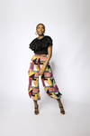 CUFFED WIDE LEG PANTS - RED