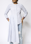 PLEAT DETAIL BLOUSE - STRIPE