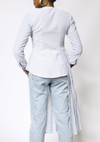 PLEAT DETAIL BLOUSE - STRIPE