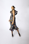 RUFFLE PENCIL DRESS (WAX PRINT)