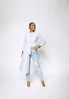 PLEAT DETAIL BLOUSE - STRIPE