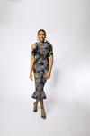 RUFFLE PENCIL DRESS (WAX PRINT)