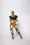 CUFFED WIDE LEG PANTS (MULTICOLORED)-ORANGE