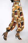 CUFFED WIDE LEG PANTS (MULTICOLORED)-ORANGE