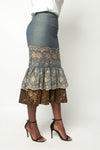 DENIM FLUTE SKIRT
