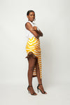 MANGO AND WHITE STRIPE FITTED SKIRT