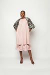 PINK STRIPE MIDI SHIFT DRESS