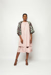 PINK STRIPE MIDI SHIFT DRESS