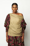 OFF THE SHOULDER BUBBLE SLEEVE BLOUSE