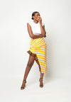 MANGO AND WHITE STRIPE FITTED SKIRT