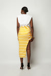 MANGO AND WHITE STRIPE FITTED SKIRT
